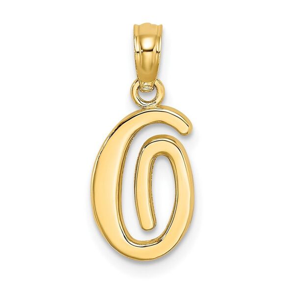10K Yellow Gold Polished O Script Initial Charm - Picture 1 of 9